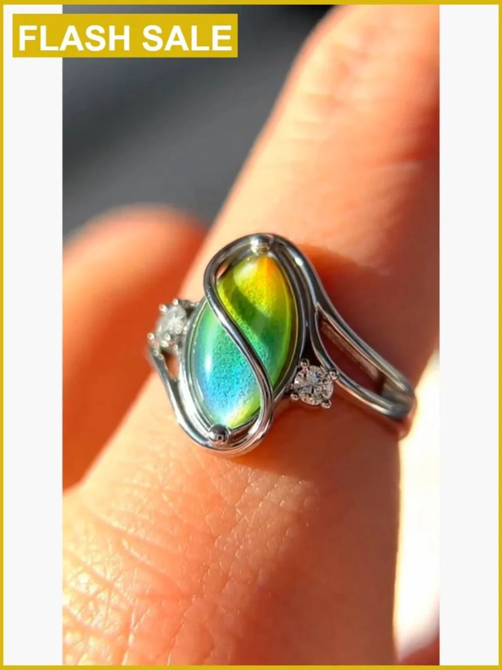 Oval Mood Color Changing Engagement Promise Ring Size 8